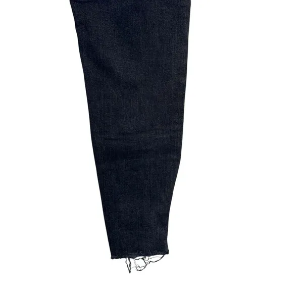 Zara Women's Jeans Ankle Zip Raw Hem Mid-Rise‎ Denim Fading Stretch Black Sz. 2 - Image 9