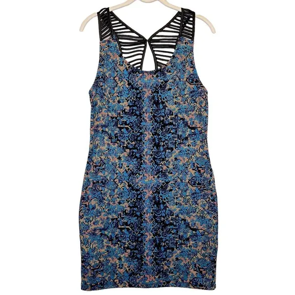 Free People Digital Damsel Floral Pixels Bodycon Strappy Dress in Neon Glow Sz M - Image 10