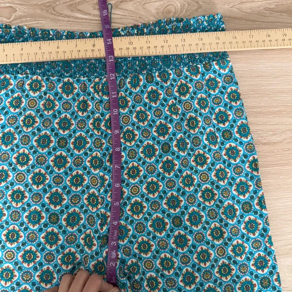 Alice + Olivia Small Russell Pants‎ High Waist Geo Teal Blue Wide Leg Boho Gypsy - Image 9
