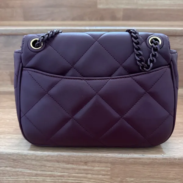 Tory Burch Willa Soft Quilt Small Leather Shoulder Bag Claret 139283 - Image 3