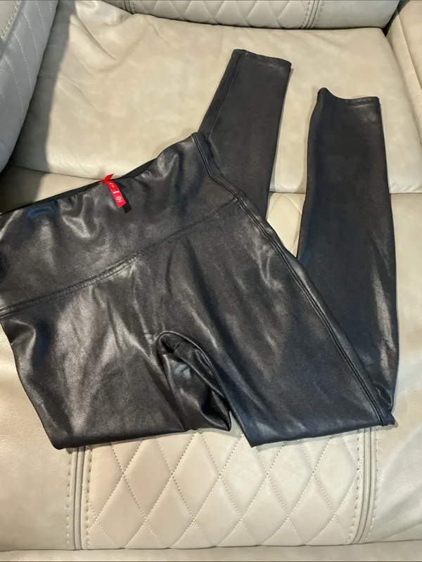 SPANX Black Faux Leather Jeggings - Image 3