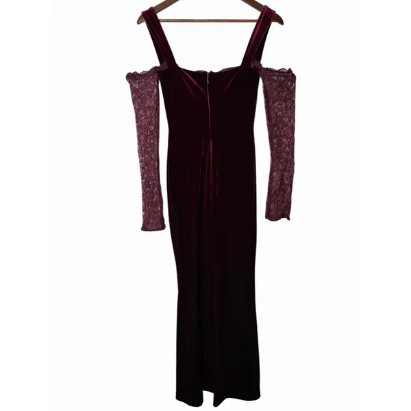 House of CB Ivy Black Cherry Velvet Maxi Dress XS - Image 12