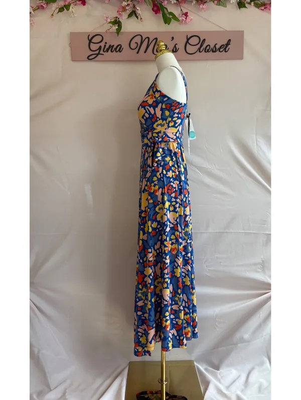 41 Hawthorn Ellienne Faux Wrap Maxi Dress Blue Floral Size S - Image 3