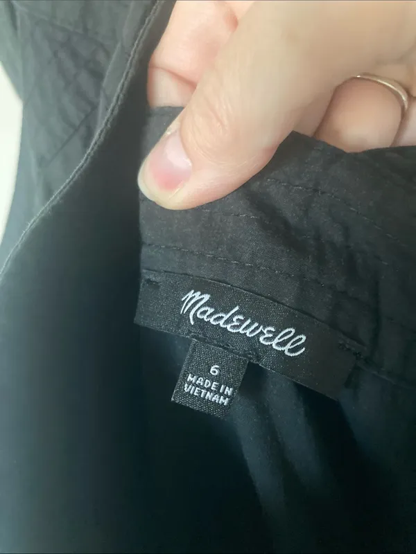 Madewell $148 Poplin Halter Tiered Midi Dress Black Size 6 NL129 - Image 7