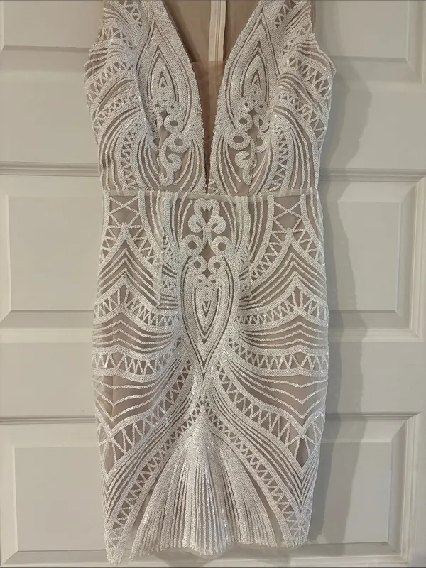 Lulu’s White Sequined Mini Dress - Image 5