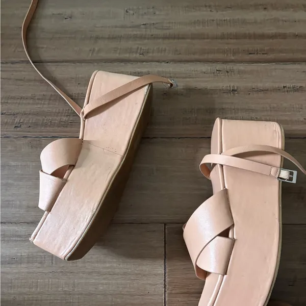 Public Desire Chunky Platform Ankle-Strap Sandal in Tan - Image 6