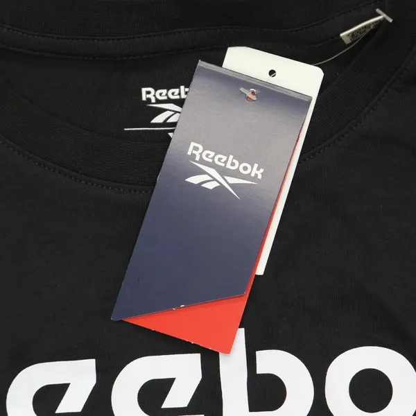 NWT Reebok Womens Logo Cotton Graphic T-Shirt Tee IT8891 Black XS - Image 4