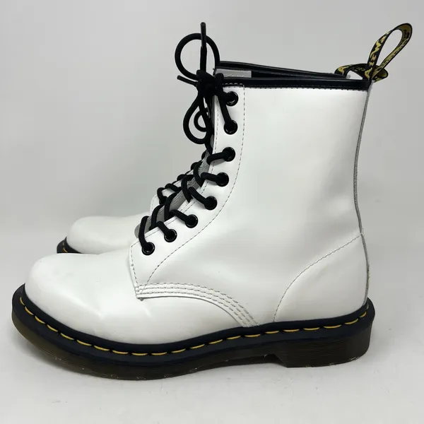 Dr. Martens 1460 White Smooth Leather Boots 8-Eye Lace Up Women's US 8 11821 - Image 3