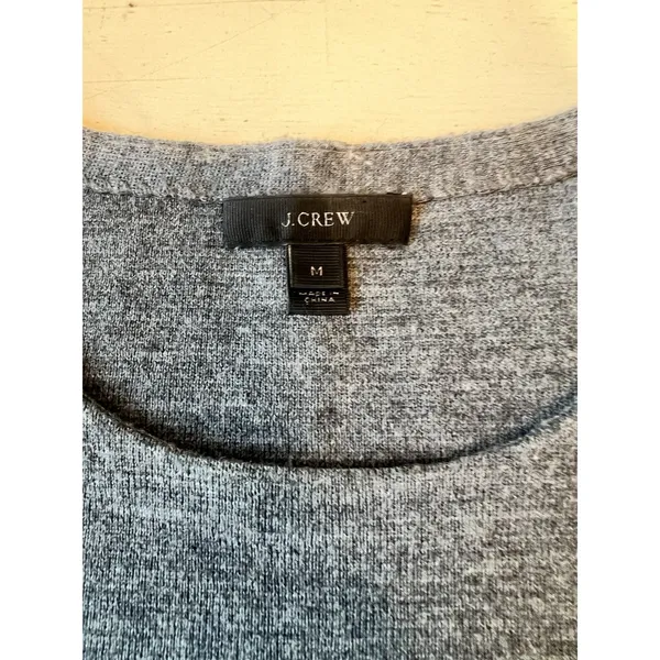 J.Crew Gray Merino Wool Blend‎ Lace Applique Shoulder Sweater Womens Medium - Image 2