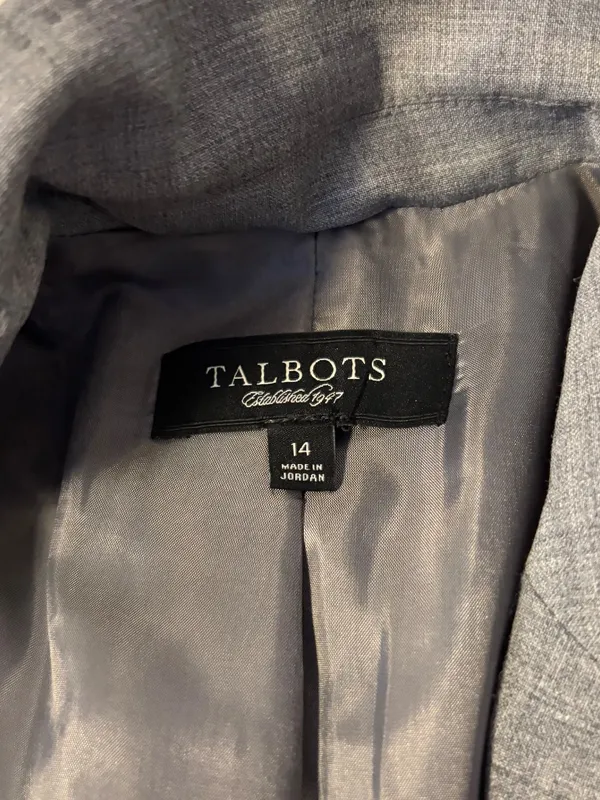 Talbots Wool Blend Business Work Two Button Blazer Jacket Grey Womens Size 14 - Image 3