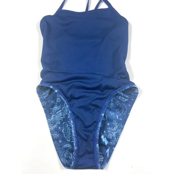 Speedo Double Crossback One Piece Blue Size 24‎ Racing Swimsuit Activewear EUC - Image 6