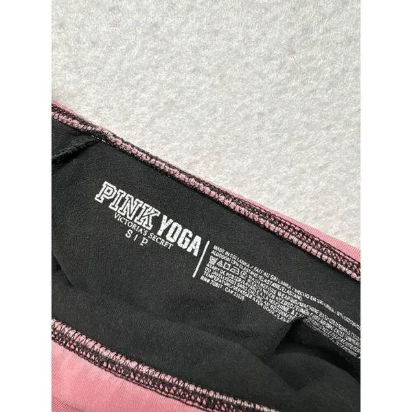 Y2K Victoria's Secret PINK Yoga Vintage Foldover Leggings Pants Flare S Black - Image 3