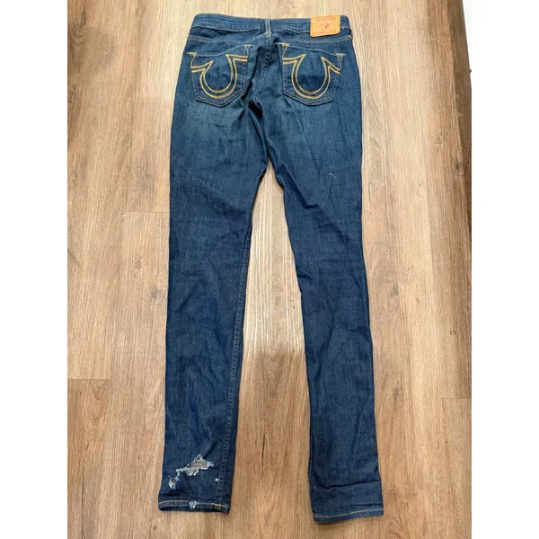 True Religion Stella Womens Blue Denim Jeans‎ Sz 29 Distressed Skinny Fit - Image 2