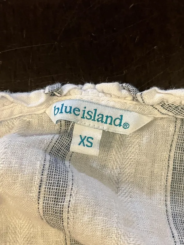Blue Island Dress Womens XS White Striped Ruffle Hem Drawstring Waist Sundress - Image 7