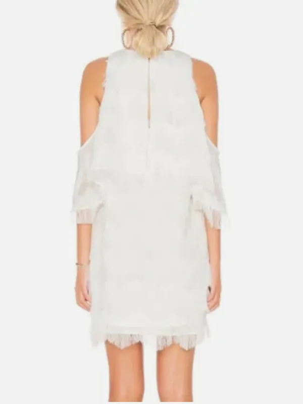 Elliatt White Cold-Shoulder Fringe Mini Dress - Image 2