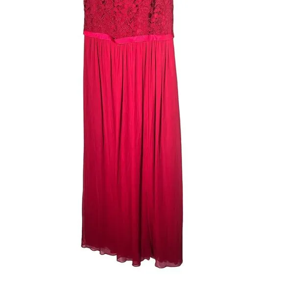 Davids Bridal Lace Bodice Maxi Dress Apple‎ Red Formal Bridesmaid Size 6 HOCO - Image 3