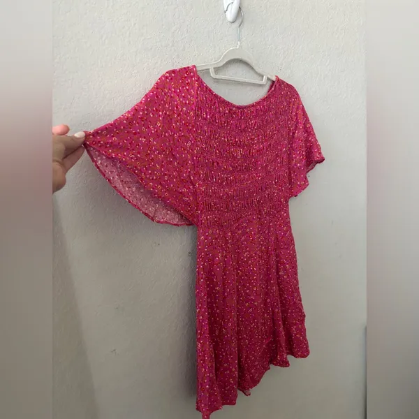 Free People Pink Floral Mini Dress Size Small - Image 5