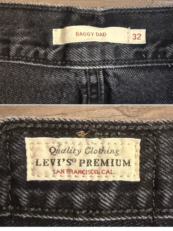 Levi’s Premium Baggy Dad Jeans W32 Black Big E High Rise 100% Cotton - Image 3