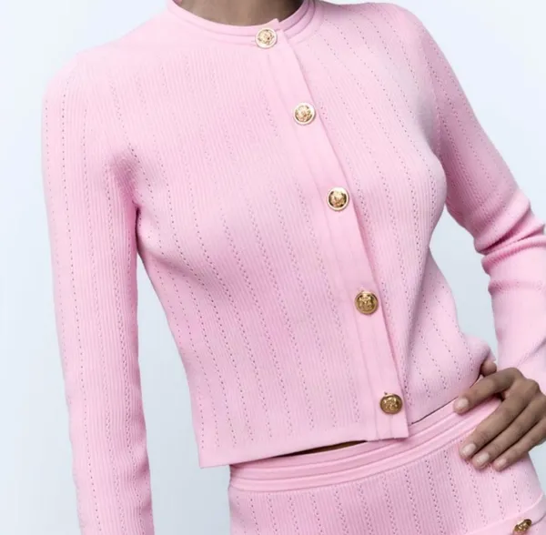ZARA nwt ribbed knitted button up cardigan sweater top - Image 13