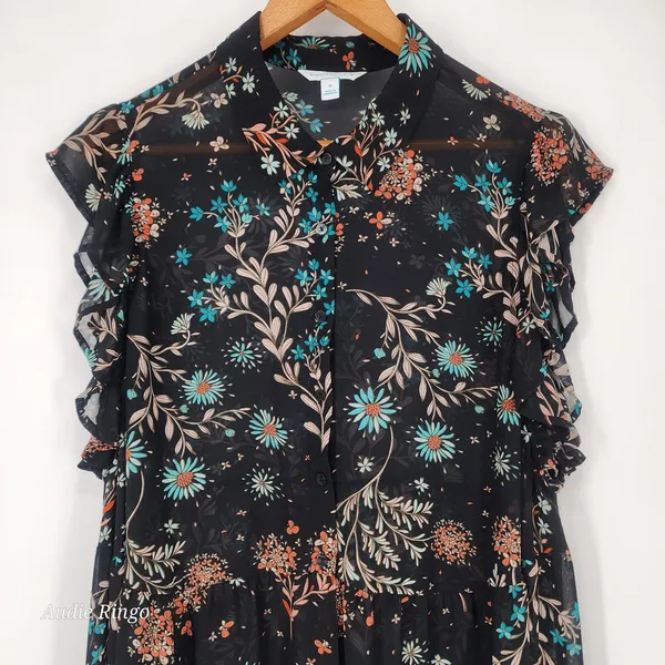 Boutique+ Floral High-Low Duster Kimono Black Women’s Size 1X - Image 6