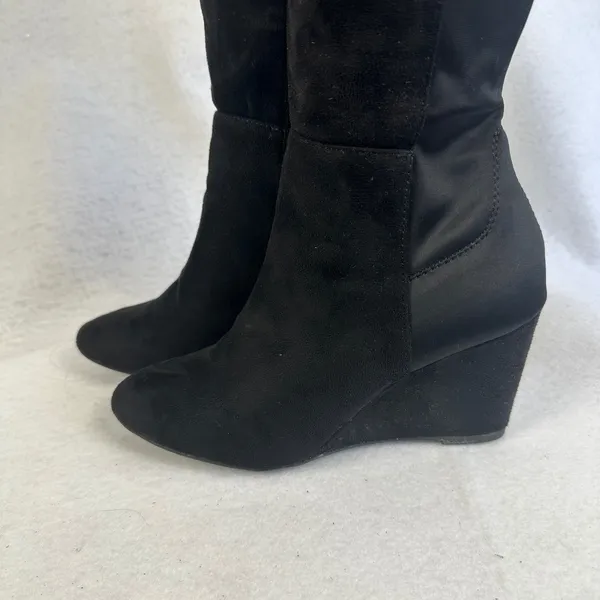 Zigisoho Black Suede Over The Knee Wedge Boots‎ Womens 6 Streetwear - Image 4