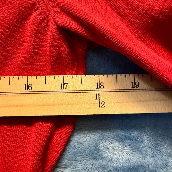 1803 | Ann Taylor LOFT Red Scoop Neck Cotton‎ Knit Pullover Sweater Women S - Image 3