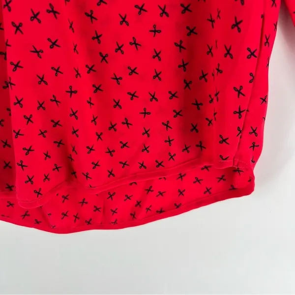 Vero Moda Novelty‎ Print Scissors Lightweight Chiffon V-Neck Top Hair Salon - Image 7