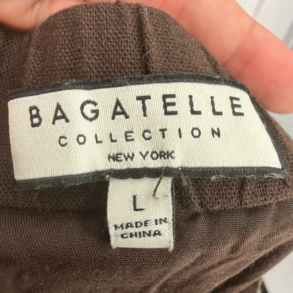 Bagatelle Linen Blend Midi Brown Skirt Sz L Boho Lagenlook Coastal Button Front - Image 7