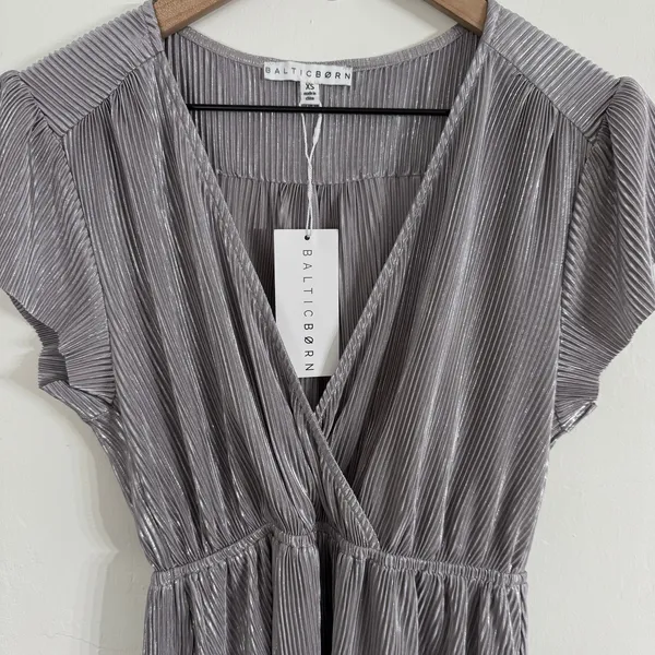 Baltic Born Athena Pleated Maxi Dress Silver Size XS New - Image 3