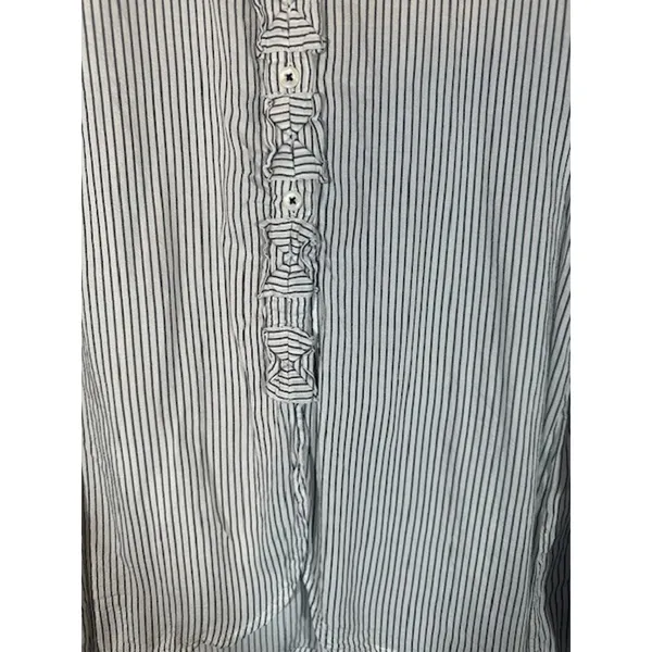 Max Studio White Striped Long Sleeve Button Bow Detail Blouse Women Sz L - Image 4