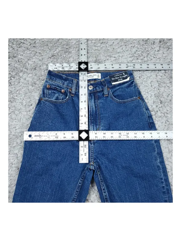 Abercrombie Slim Straight Ultra High Rise Curve Love Jeans Blue Size 00 24 - Image 7