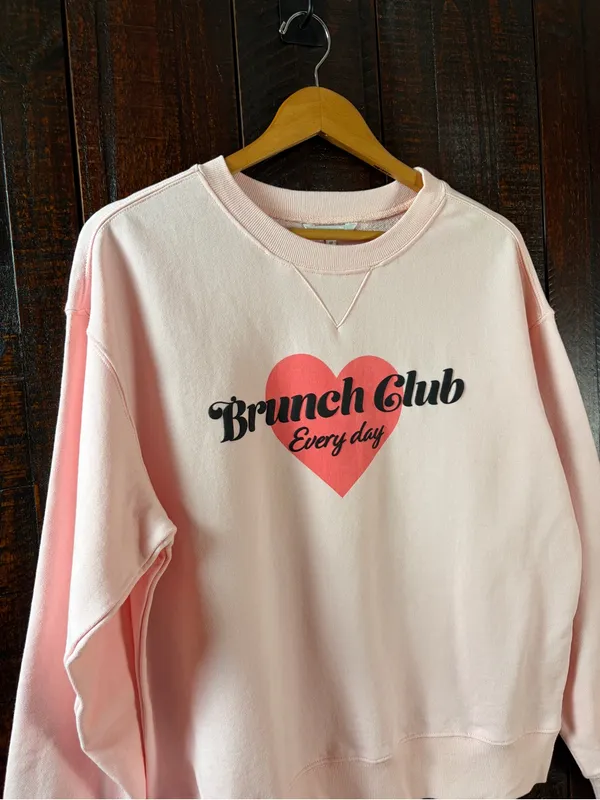 Wildfox Brunch Club Pink Crewneck Sweatshirt Medium - Image 4