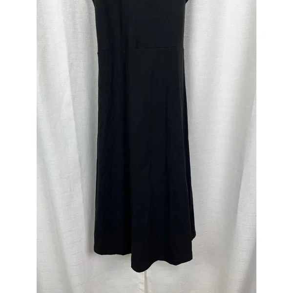 PACT Organic Black Organic Cotton Fit&Flare Midi Dress Sz.L NWT - Image 8