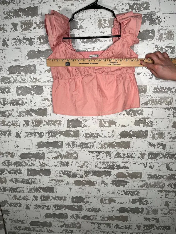 Abercrombie & Fitch | women pink vneck cap sleeve crop blouse - Image 4