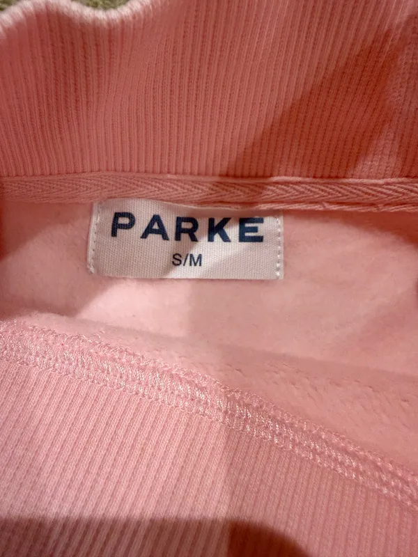 Parke varsity mockneck sweatshirt sprinkle pink and blue S/M - Image 3