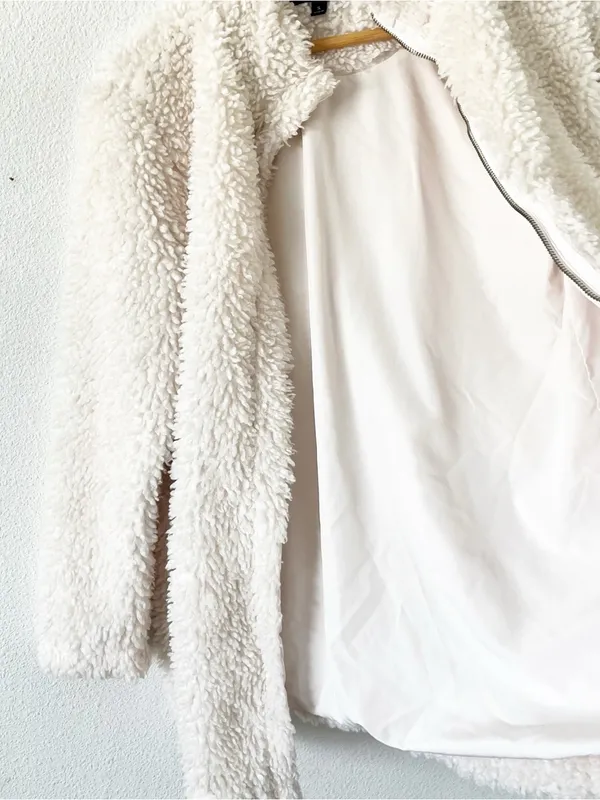 Banana Republic Ivory Sherpa Zip Up Fleece Jacket Teddy Coat - Image 8
