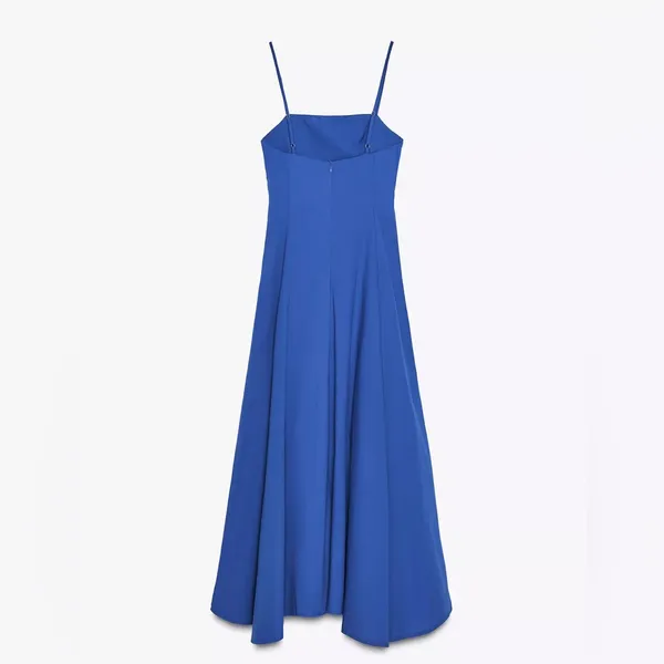 Nwt Zara Blue Asymmetric Poplin Midi Dress Size Xs - Image 5