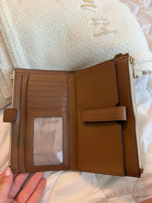Michael Kors Wallet Wristlet Leather Brown - Image 3