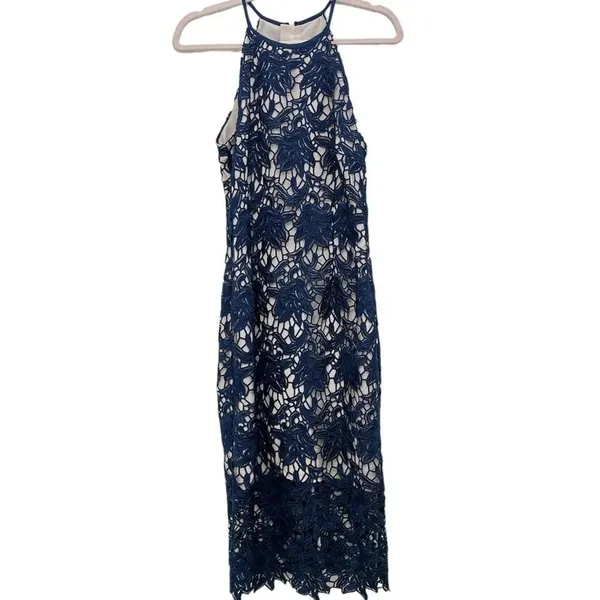 Keepsake Blue True Love Lace Midi Sleeveless Cocktail Dress Medium‎ - Image 2
