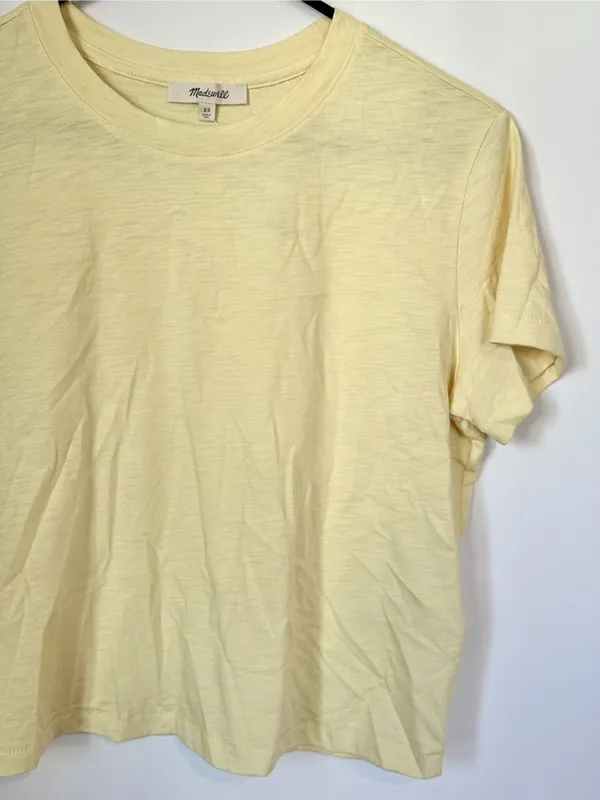 NWT Madewell Yellow The Easy Crop Crewneck Tee in Soft Slub - Size: Extra Small - Image 4