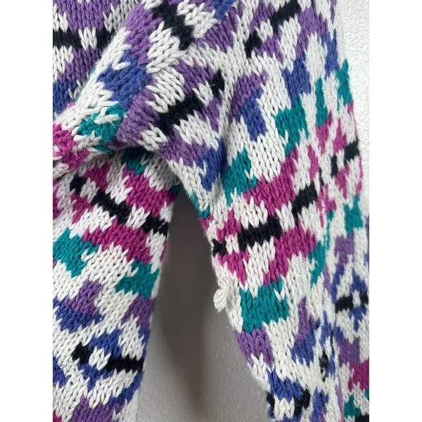 Vintage 62 East Women's Small Colorful Geometric Pattern‎ Mock Neck Sweater - Image 7