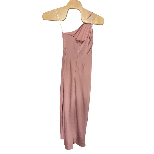 712 | Lulus Dusty Rose One Shoulder Satin Maxi Dress Formal Bridesmaid Size Small - Image 13