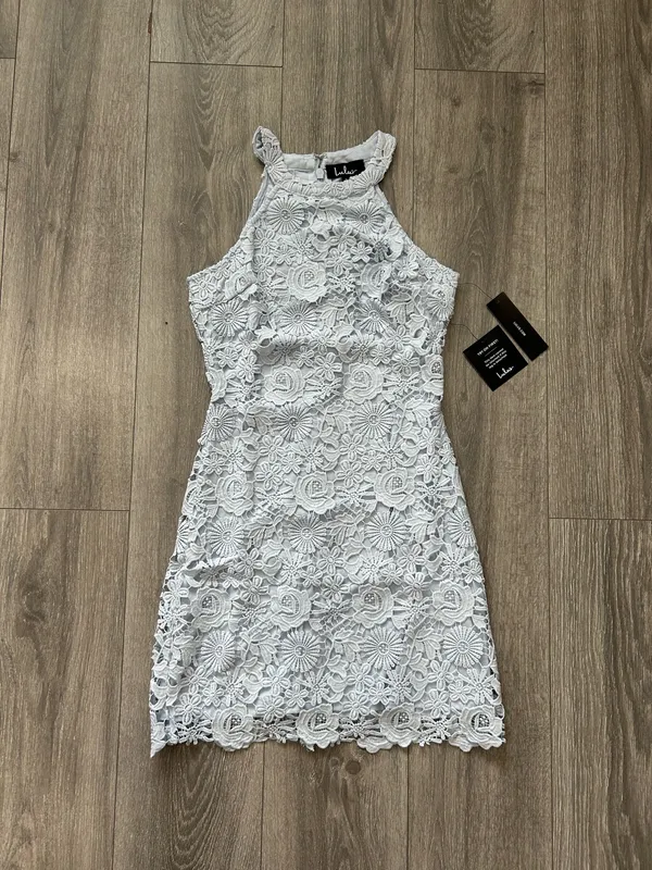 New Lulus Love Poem Light Blue Lace Mini Dress Size Small - Image 8