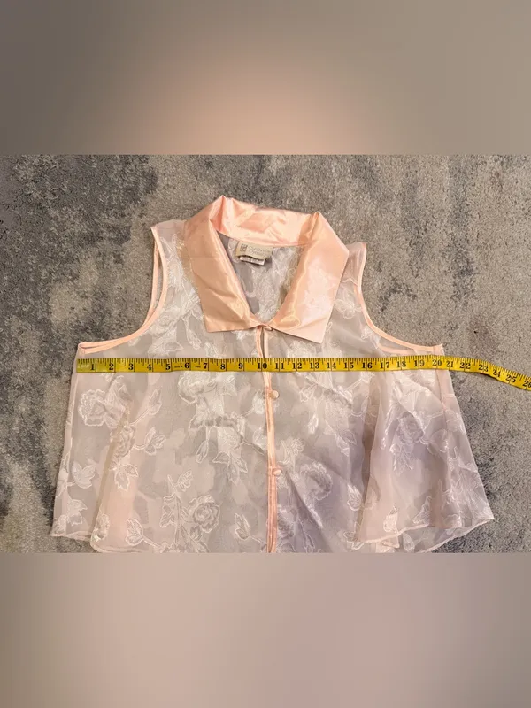 California Dynasty Delicate Sheer Floral Button-Front Top - Image 7