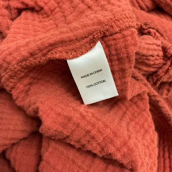 DREW Anthropologie 100% Cotton Gauze Tiered Dress M Rust Orange Boho Fall - Image 4