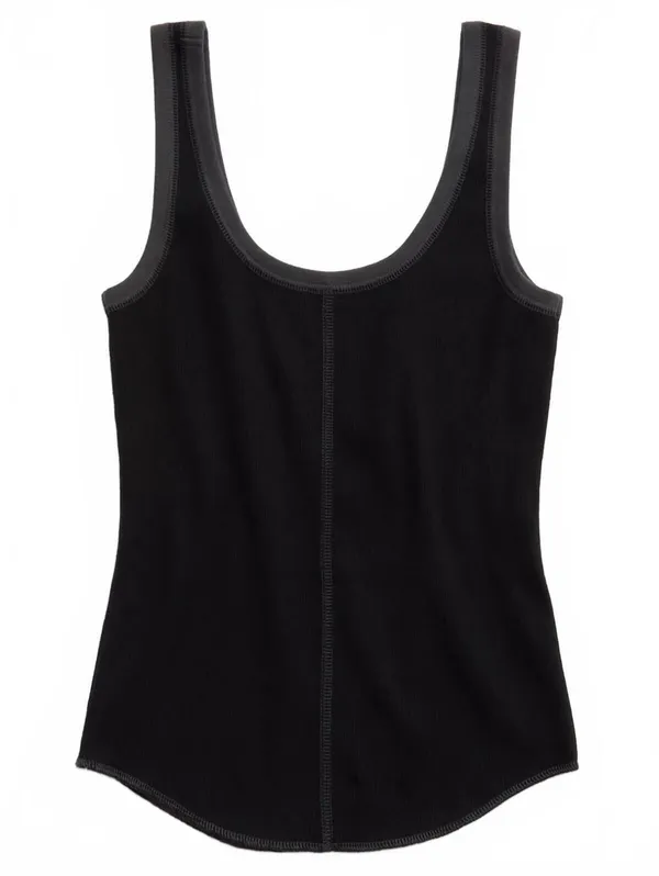 AE Aerie Ribbed Scoop Neck Tank Top American Eagle NWT Black Medium - Image 5