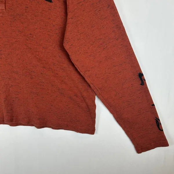 Harley-Davidson Womens 3W Rust Orange Space Dye Hooded Henley Flocked Top 2014 - Image 8