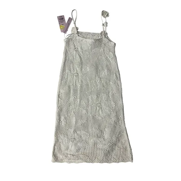 wild fable White Crochet Slip Dress with Floral Appliqués - Image 2