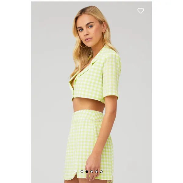 For Love & Lemons Green Gingham Checkered Blazer S. $167‎ - Image 3