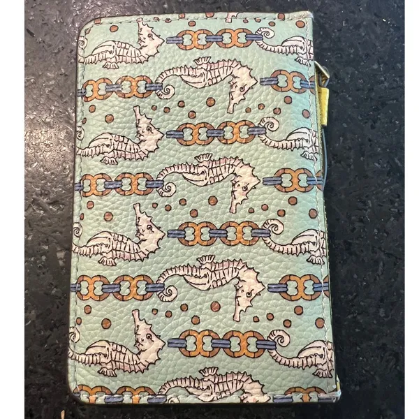 Tory Burch Multi-Color Seahorse Perry Printed Top Zip Card Case Wallet - Image 4